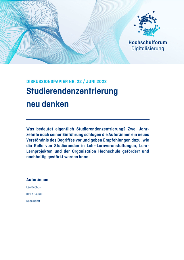 Diskussionspapier: Studierendenzentrierung neu denken